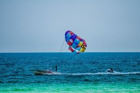 parasailing, boat with parasail wing