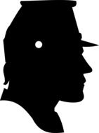 black silhouette profile confederate drawing