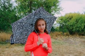 young girl blue eyes with umbrella