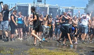 street festival with water splashes