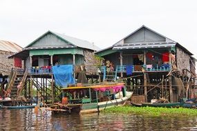 View of a floating village in Cambodia