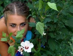 girl with white flower portrait