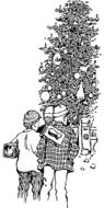 people near xmas tree as graphic image