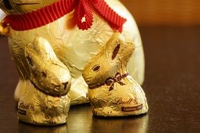 Chocolate rabbits in gold foil