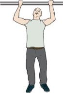 drawing of a man pulling himself up on a horizontal bar