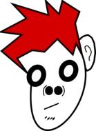painted zombie head with red hair