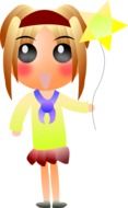 anime blonde girl with star form balloon