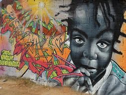 graffiti art with African girl