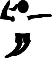 black and white drawing of a volleyball player