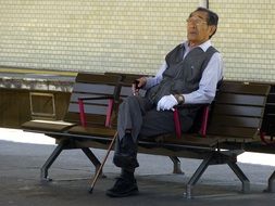 old japanese on a bench