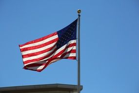 usa flag on the blue sky