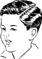 black and white portrait of cartoon smiling boy