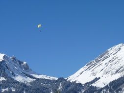 Paragliding from snowy mountains