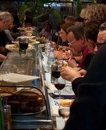 lot of people at the lunch buffet