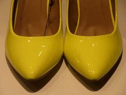 yellow high heel shoes