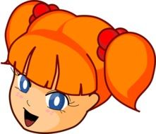 cute redhead girl with ponytails drawing
