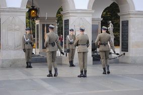 Soldiers near the columns