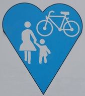 blue heart form traffic sign