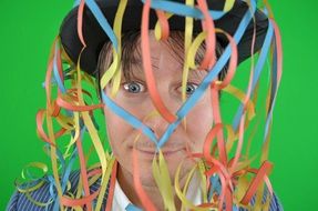 portrait of serpentine on a man in a hat