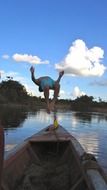 jump from the boat into the water