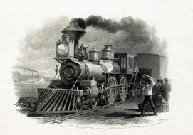 drawing of an old vintage locomotive