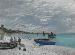 ocean and ships on the picture of Claude Monet