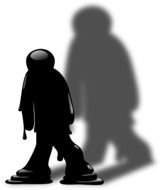 man figure with shadow drawing