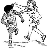 clipart,two boys play the game blindfolded