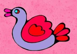 bird colorful kids drawing