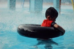 picture of the boy is swimming in a pool