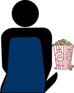 silhouette of a man with popcorn