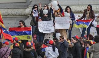 group of people with flags