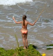 fishing girl on a sea