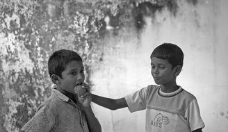 happy kids in black and white background