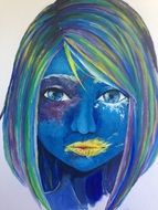 graphic image of the portrait of a blue girl