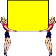 drawing of girls with a yellow board in their hands