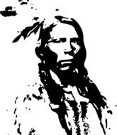 indian chief, historic black and white portrait