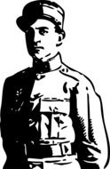 man in military uniform, vintage illustration