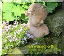 garden girl stone bust