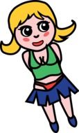 painted mischievous girl in a miniskirt