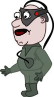 cyborg android man in green suit drawing