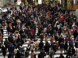 a lot of people go down and up the stairs in Japan