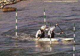 training of canoeists on the water