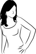 long haired girl, black outline