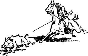 Black and white drawing of the hunting clipart