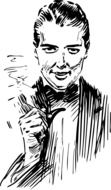 smoking man, vintage sketch