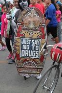 protest against drugs with a shield in colombia