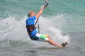 kitesurfer splashing water
