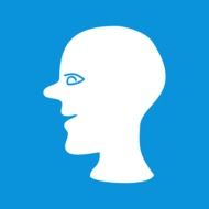 human head silhouette on blue background