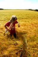 girl on the golden grain field